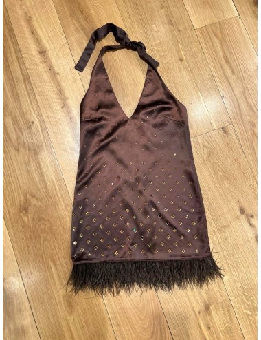 VESTIDO FIESTA ROMBO MARRON