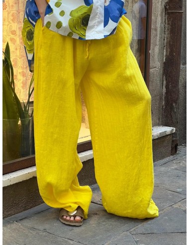 PANTALON DE LINO AMARILLO